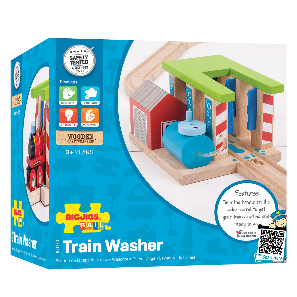 Bigjigs houten rails lavage de voiture pour les trains