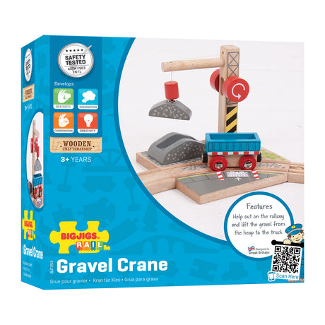 Rails en bois Bigjigs - grue à gravier