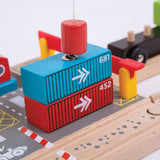 Rails en bois Bigjigs - chantier naval à conteneurs
