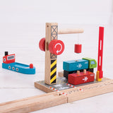 Rails en bois Bigjigs - chantier naval à conteneurs