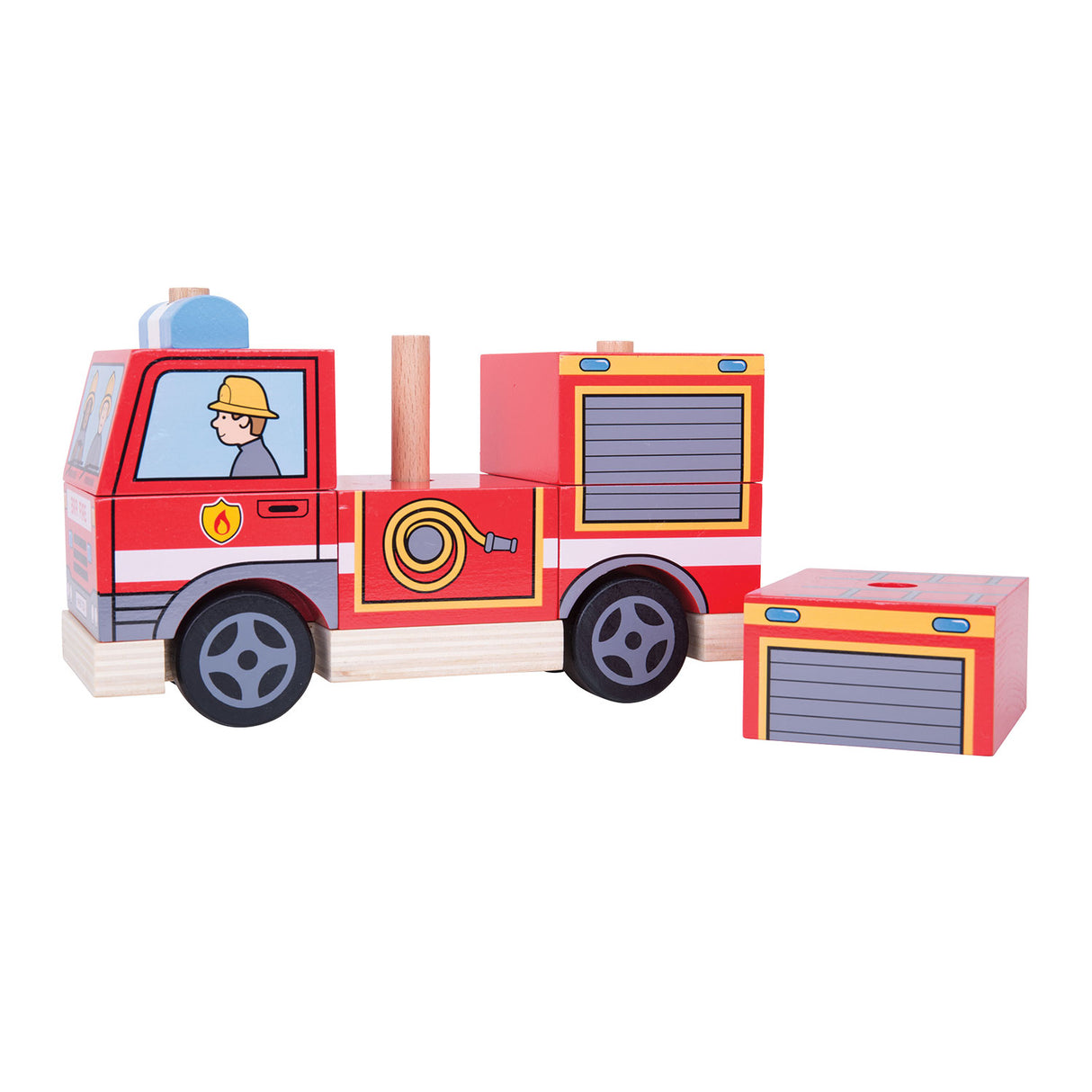 Blocs à empiler Bigjigs - camion de pompiers