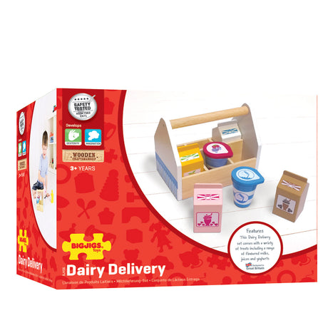 Jouets Bigjigs - caisse de produits laitiers en bois