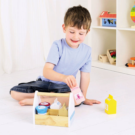 Jouets Bigjigs - caisse de produits laitiers en bois