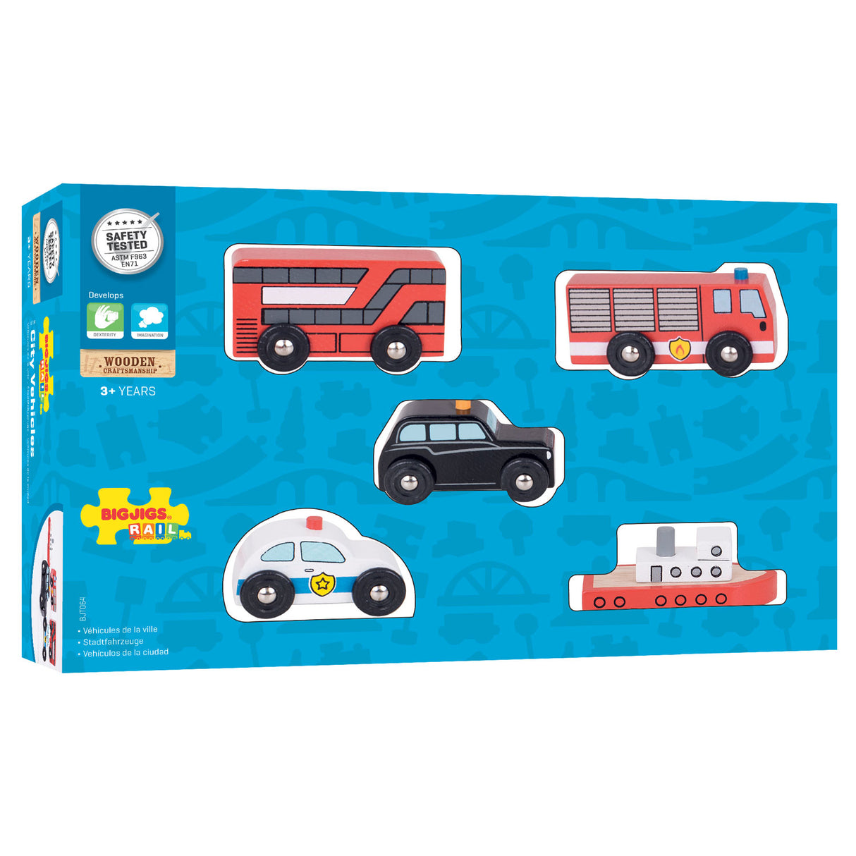 Bigjigs wooden vehicles, 5st.