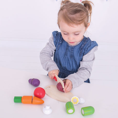 Bigjigs toys boîte en bois bigjigs avec légumes coupés