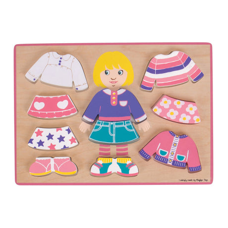 Bigjigs puzzle d'habillage en bois fille, 10 pcs.