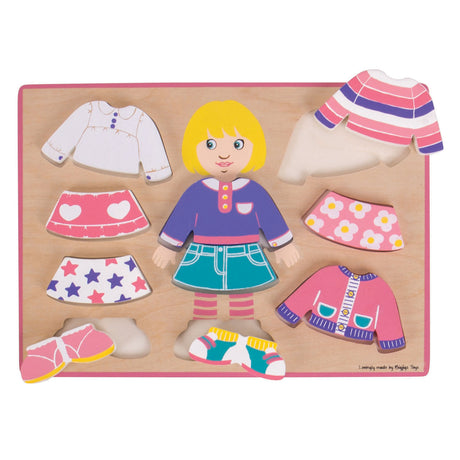 Bigjigs puzzle d'habillage en bois fille, 10 pcs.
