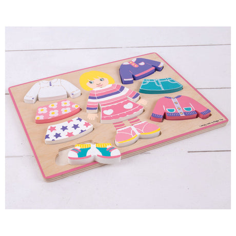 Bigjigs puzzle d'habillage en bois fille, 10 pcs.