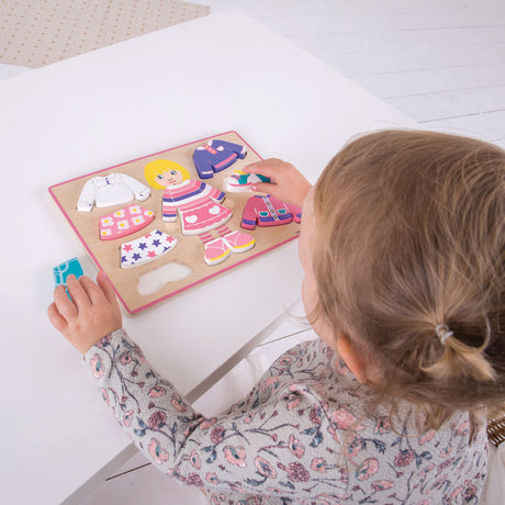 Bigjigs puzzle d'habillage en bois fille, 10 pcs.