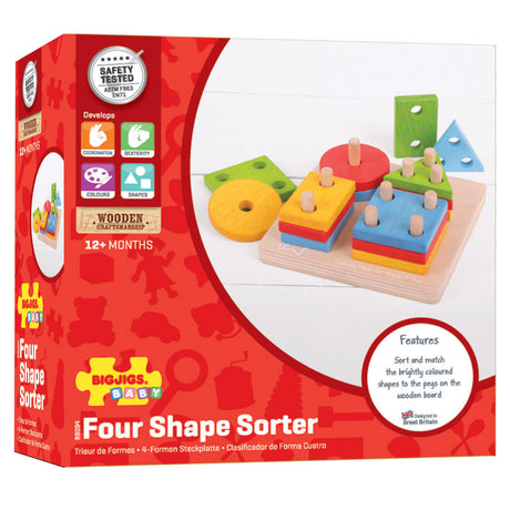 Bigjigs toys jeu d'empilage de formes en bois bigjigs, 17 pièces.