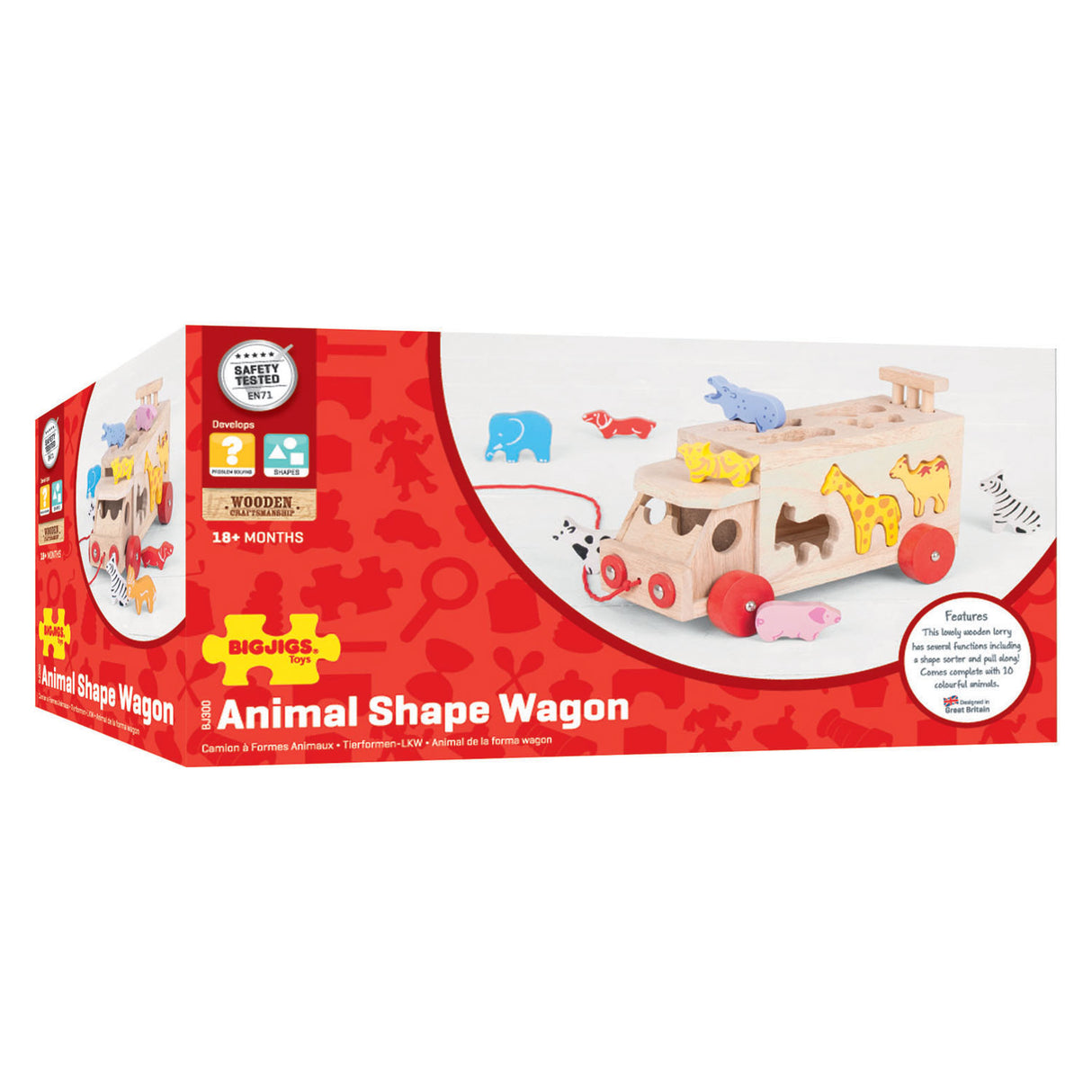 Camion-caisse en forme de bois Bigjigs, 11 pièces.