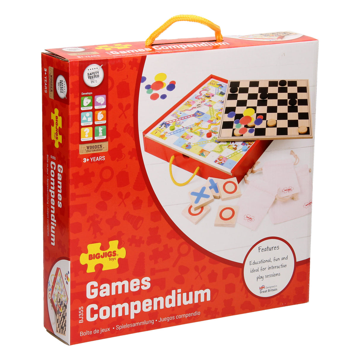 Jeux de société en bois Bigjigs, 4en1