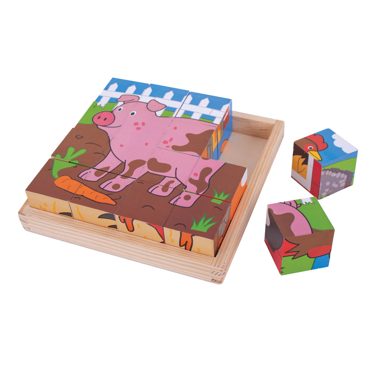 Bigjigs puzzle en blocs de bois animaux de la ferme