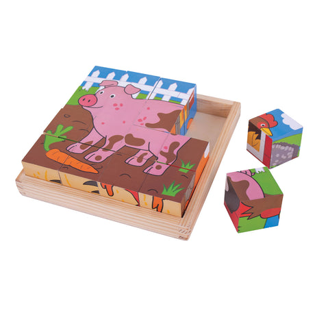 Bigjigs puzzle en blocs de bois animaux de la ferme