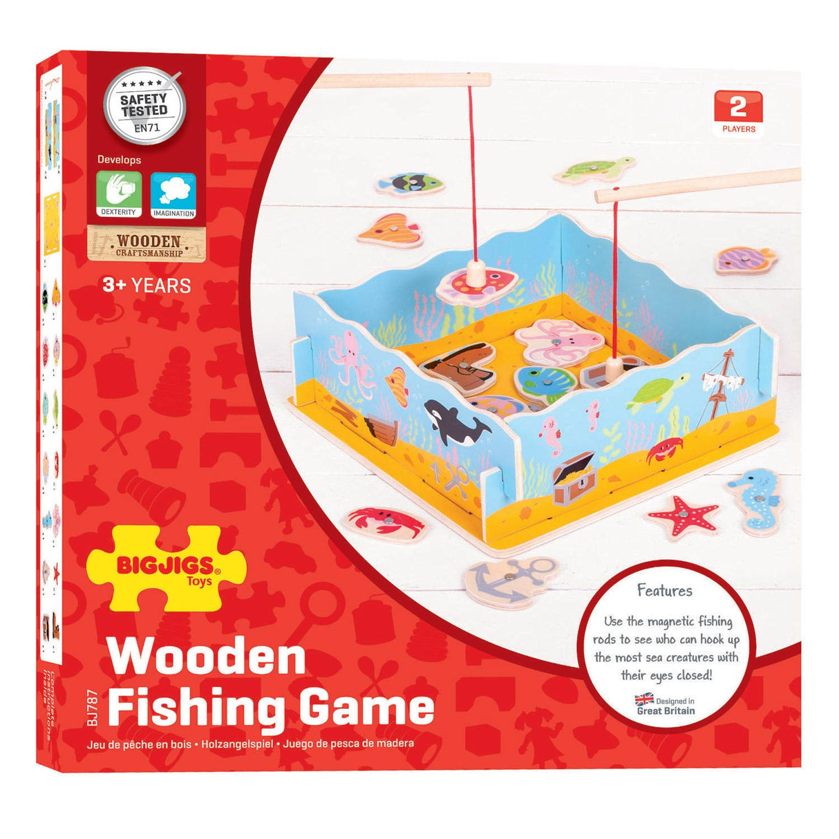 Bigjigs jeu de pêche en bois jeu de pêche jeu de pêche à la ligne grand