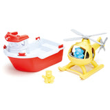 Board de sauvetage des jouets verts avec hélicoptère