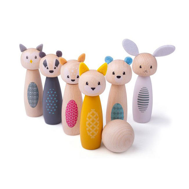 Bigjigs wooden cone game animal figures