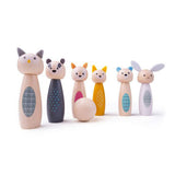 Jouets Simply Scandi Bigjigs - Jeu de quilles 'Animaux de la forêt' - Jouets en bois - Jeu de quilles en bois - 7 pièces