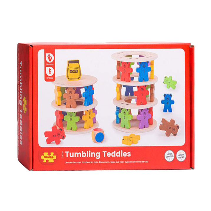 Bigjigs wooden stacking game teddy bears.