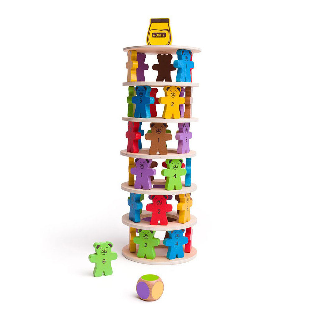 Bigjigs wooden stacking game teddy bears.