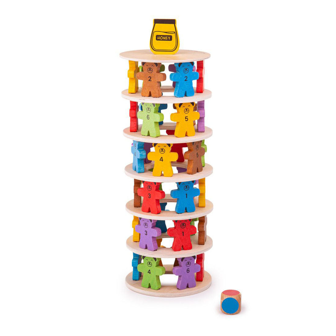 Bigjigs wooden stacking game teddy bears.