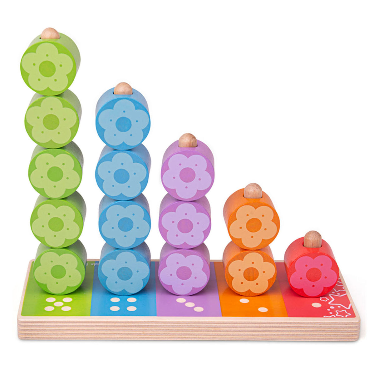 Bigjigs wooden stacking game flowers, 16dlg.