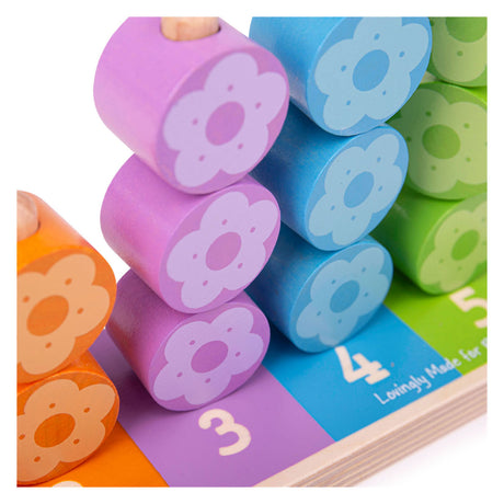 Bigjigs jouets bigjigs jeu d'empilage en bois fleurs, 16 pièces.