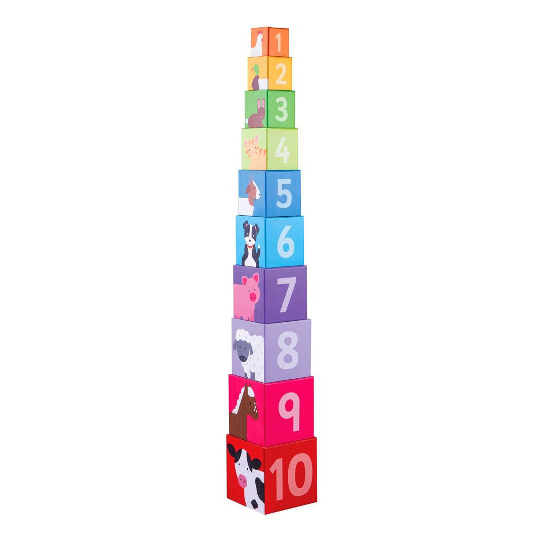Tour d'empilage de ferme Bigjigs, 10 pcs.
