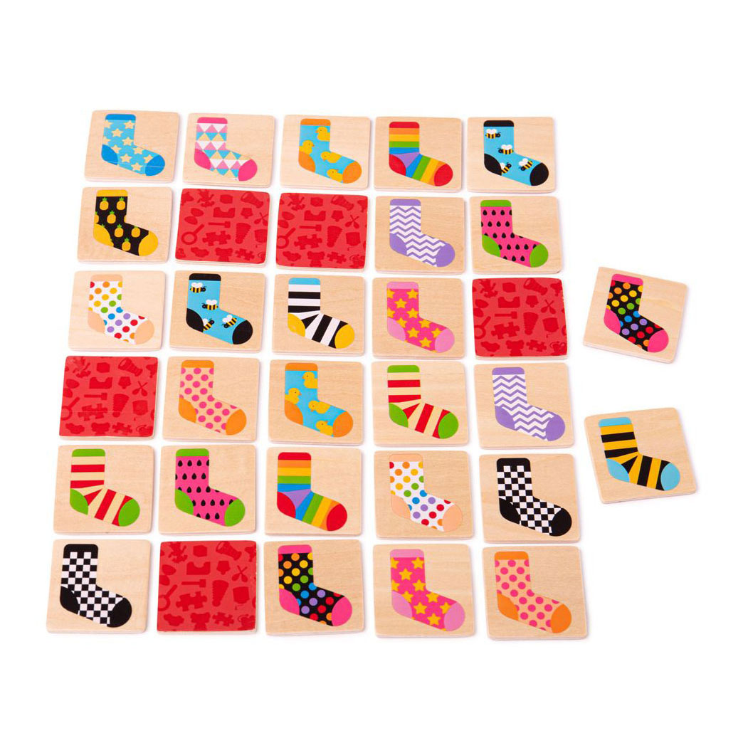 Bigjigs Wooden Memo Game Barered Socks, 32DLG.