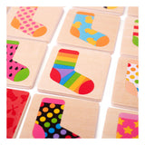 Bigjigs Wooden Memo Game Barered Socks, 32DLG.