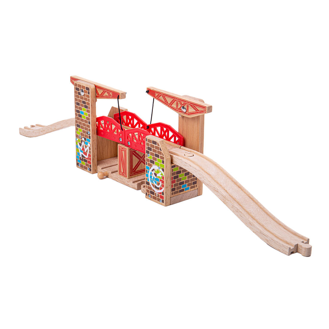 Bigjigs rails en bois double pont levant graffiti