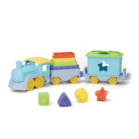 Train à empiler et trier les jouets verts, 12 pcs.