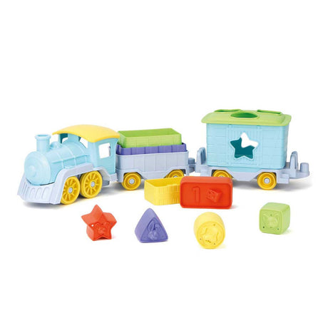 Train à empiler et trier les jouets verts, 12 pcs.