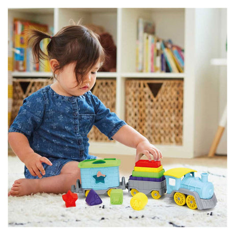 Train à empiler et trier les jouets verts, 12 pcs.