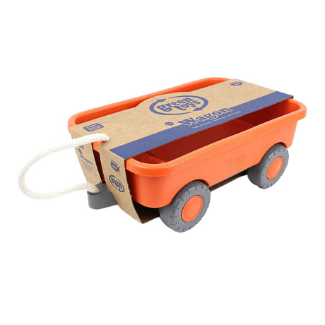 Chariot orange de jouets verts