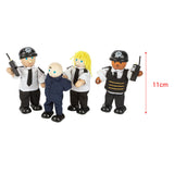 Tidlo policiers et voleur bois 11 cm noir 4 pièces
