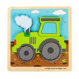 Tracteur puzzle à incrustations en bois Bigjigs avec formes amovibles, 5 pcs.