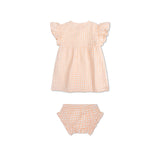 Grille du coucher du soleil | ensemble fille blanc orange plage - mousseline