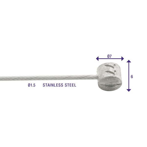 Câbles intérieurs REM Elvedes 2250 mm en acier inoxydable lisse Ø1,5 mm T-Nipple (100 pièces)
