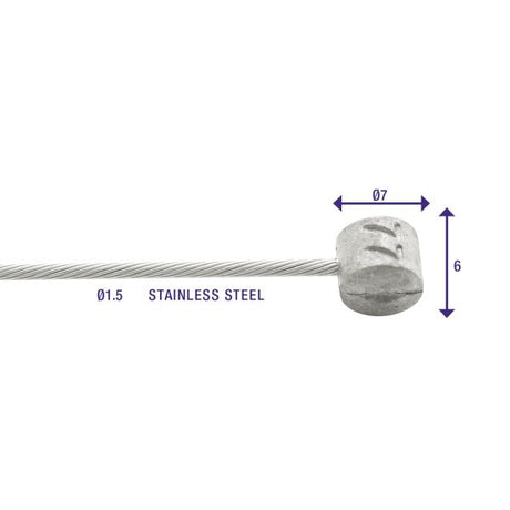 Câbles intérieurs REM Elvedes 2250 mm en acier inoxydable lisse Ø1,5 mm T-Nipple (100 pièces)