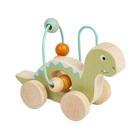 Bigjigs figurine à pousser en bois diplodocus avec cadre en perles