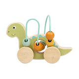 Bigjigs figurine à pousser en bois diplodocus avec cadre en perles