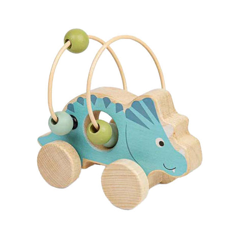 Bigjigs figurine à pousser en bois tricératops avec cadre en perles