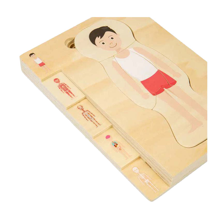 Puzzle d'anatomie en bois Bigjigs - garçon, 26 pcs.