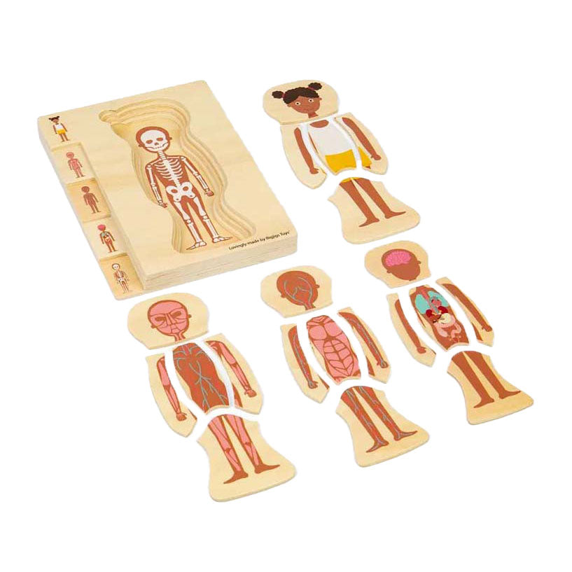 Puzzle d'anatomie en bois Bigjigs - fille, 26 pcs.