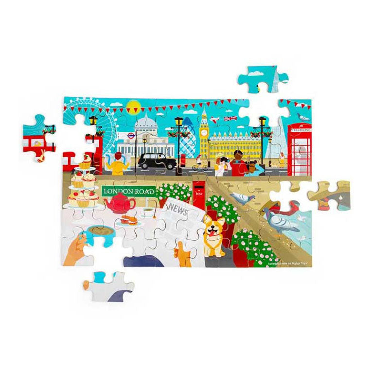 Puzzle en bois Bigjigs au sol de la ville de Londres, 48 ​​pcs.