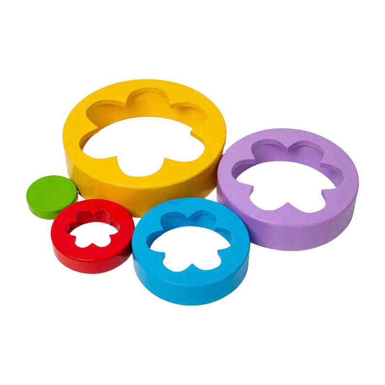 Tour de fleurs en bois Bigjigs, 5 pcs.