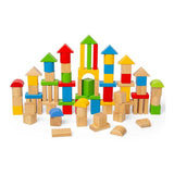 Blocs de construction colorés en bois Bigjigs, 80 pcs.