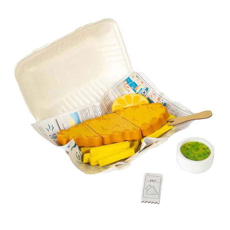 Ensemble de jeu fish and chips en bois Bigjigs, 26 pièces.