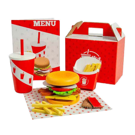 Ensemble burger et frites en bois Bigjigs, 48 ​​pièces.